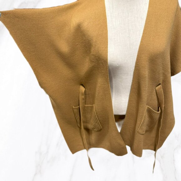 LOFT‎ Women's Oversized Camel Kimono Sleeve Open Cardigan w/Tie, Size XS/S - Picture 5 of 8